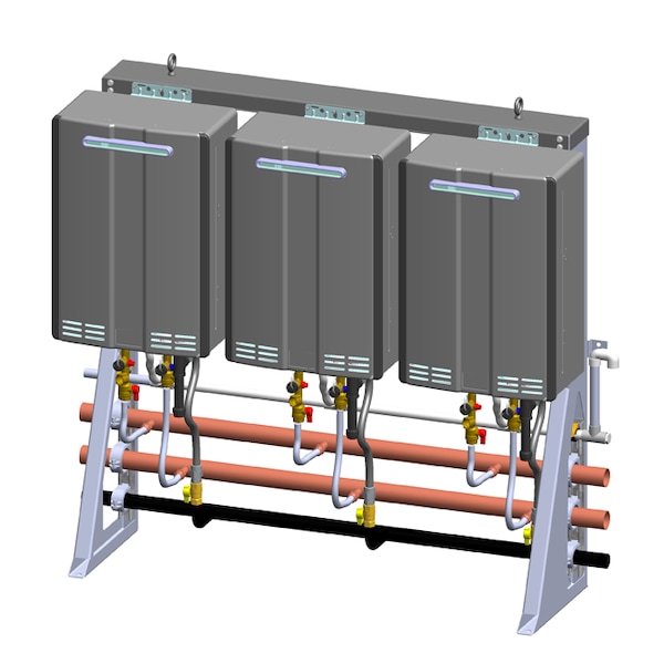 2-Unit Free Standing Inline Wall Mount Rack, (On 3-Unit Frame)